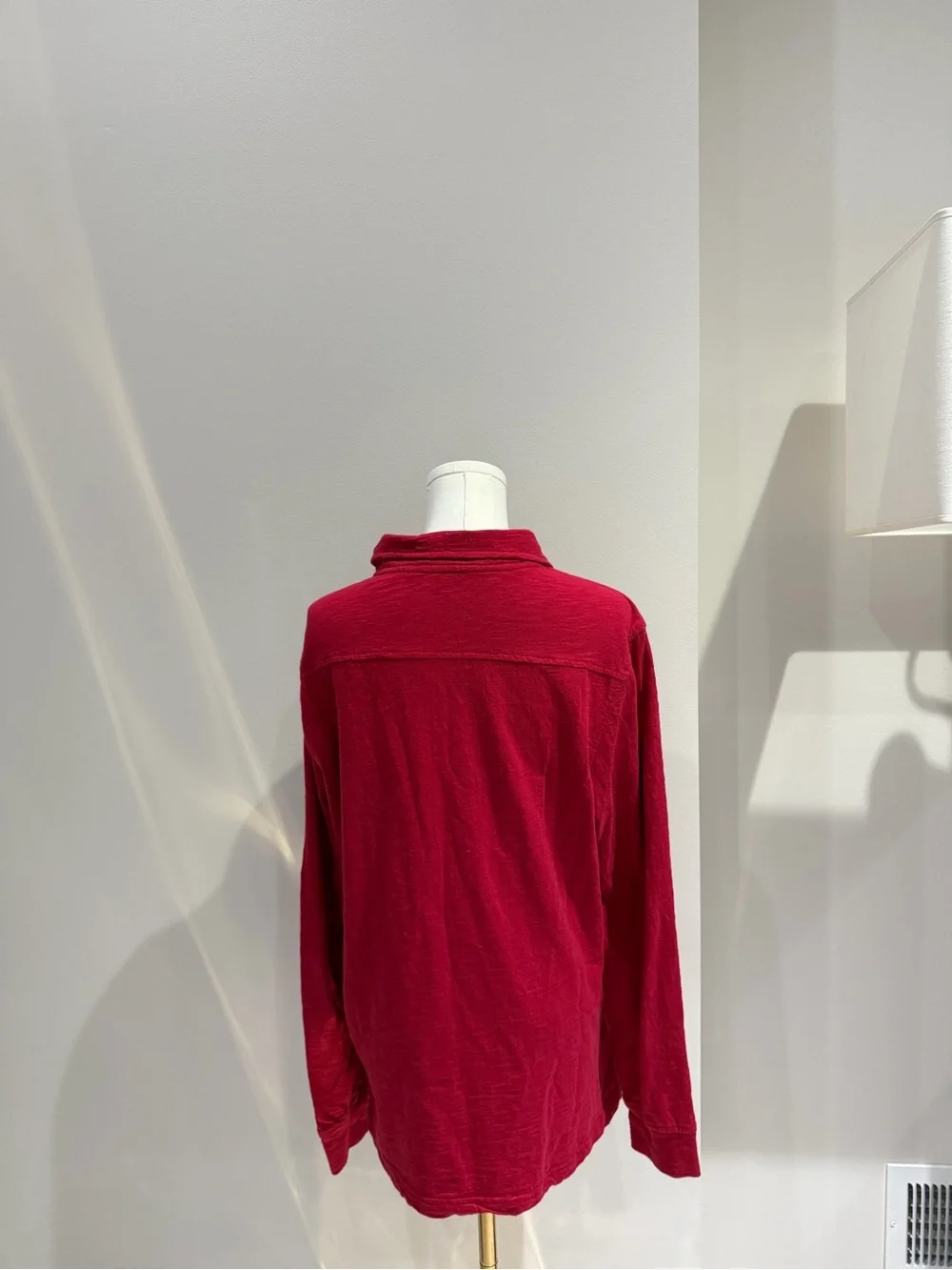 Banana Republic Deep Red Long-Sleeve Polo Shirt